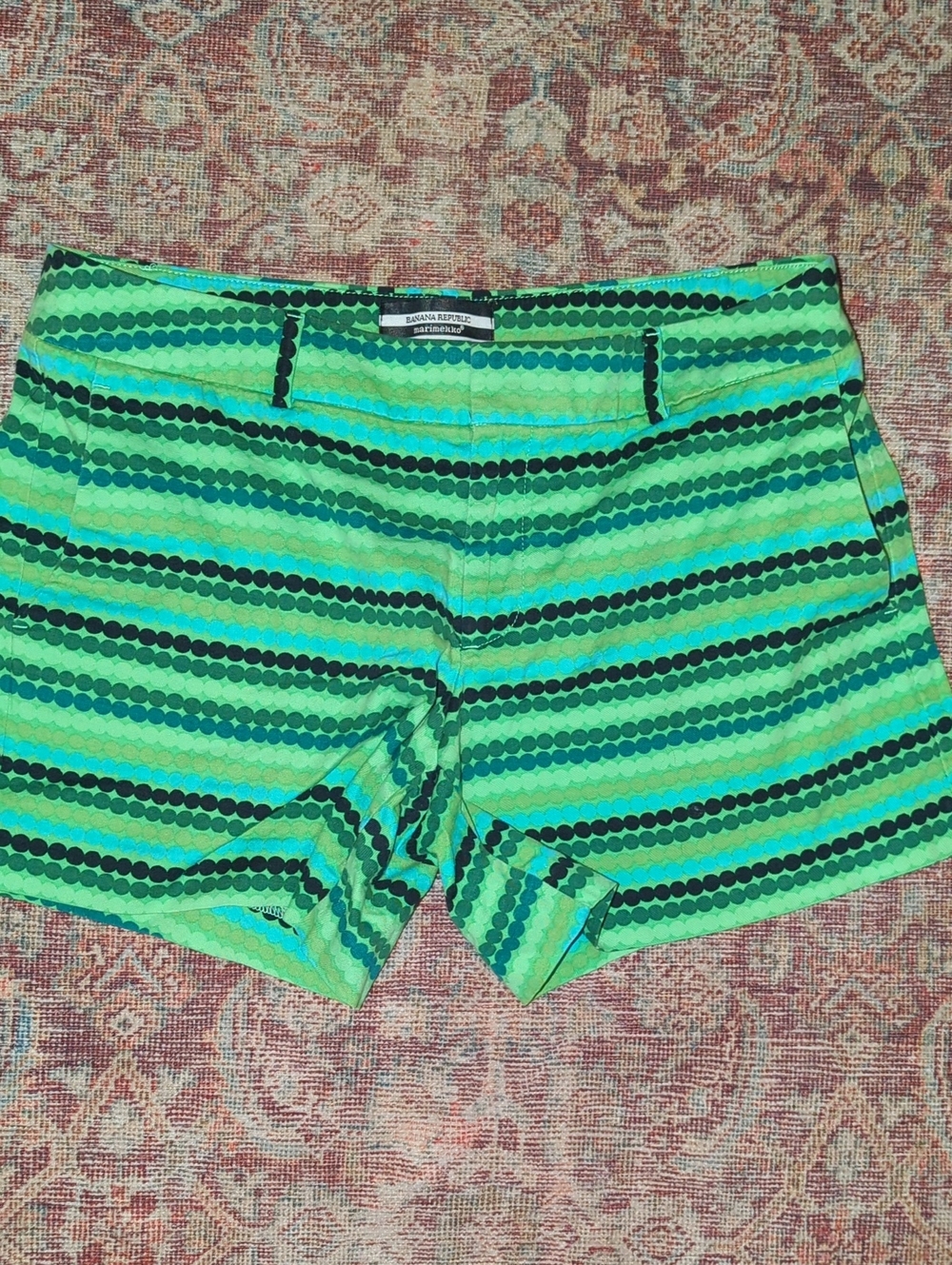 Banana Republic Lime and Teal Striped Womenâs Shorts. NWOT.